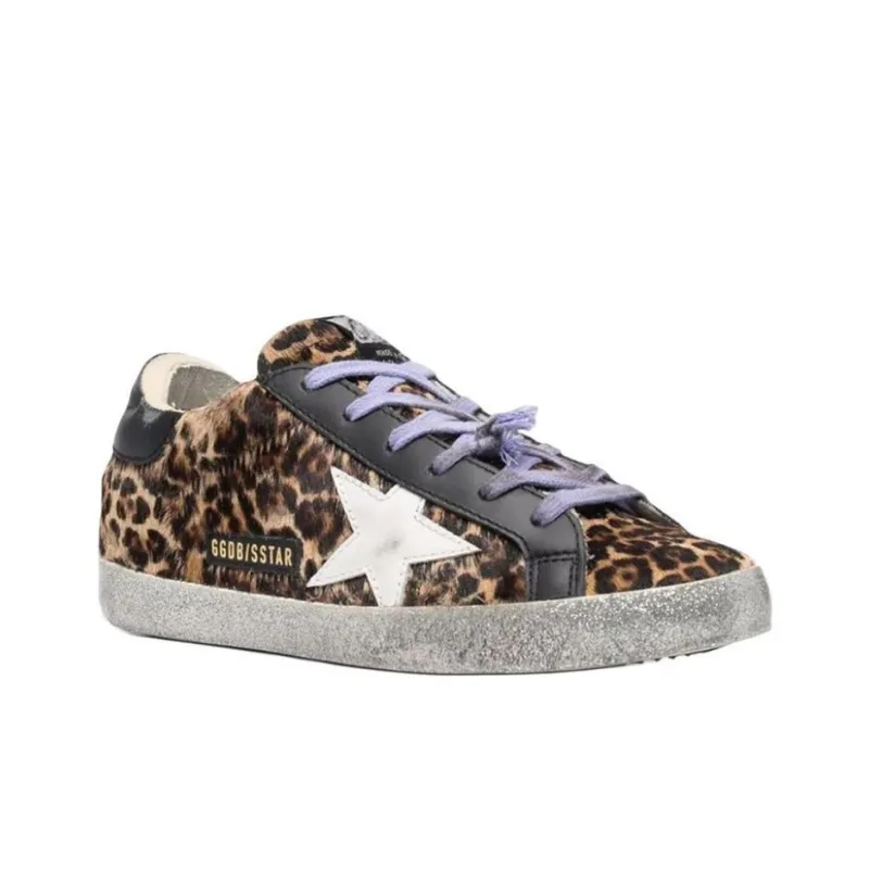 Golden Goose Super-Star Skateboard Shoes Women's Low-Top Leopard Print-2