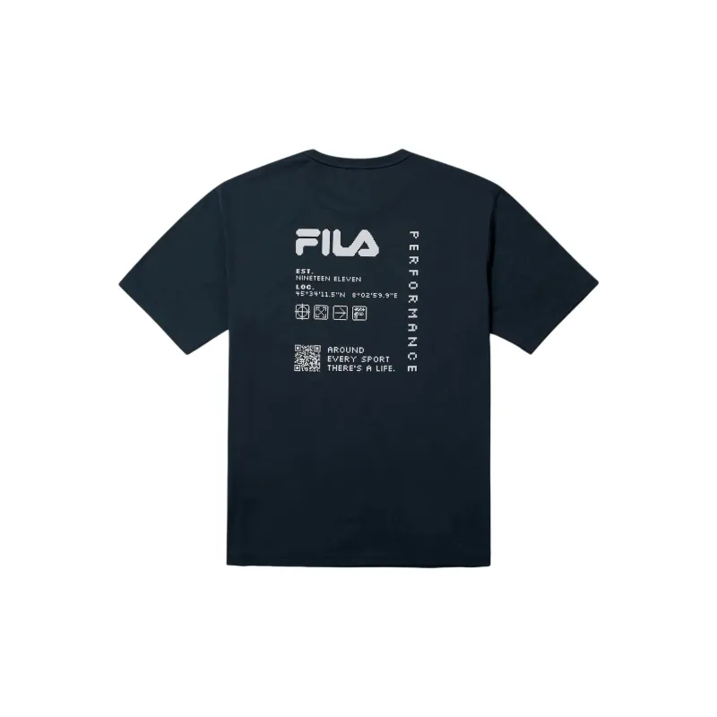 FILA Lightweight Stretch Graphic Short Sleeve Tee T-Shirt Unisex Navy-1