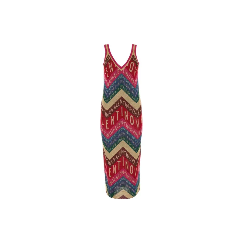Valentino All-Over Patterned V-Neck Dress-1