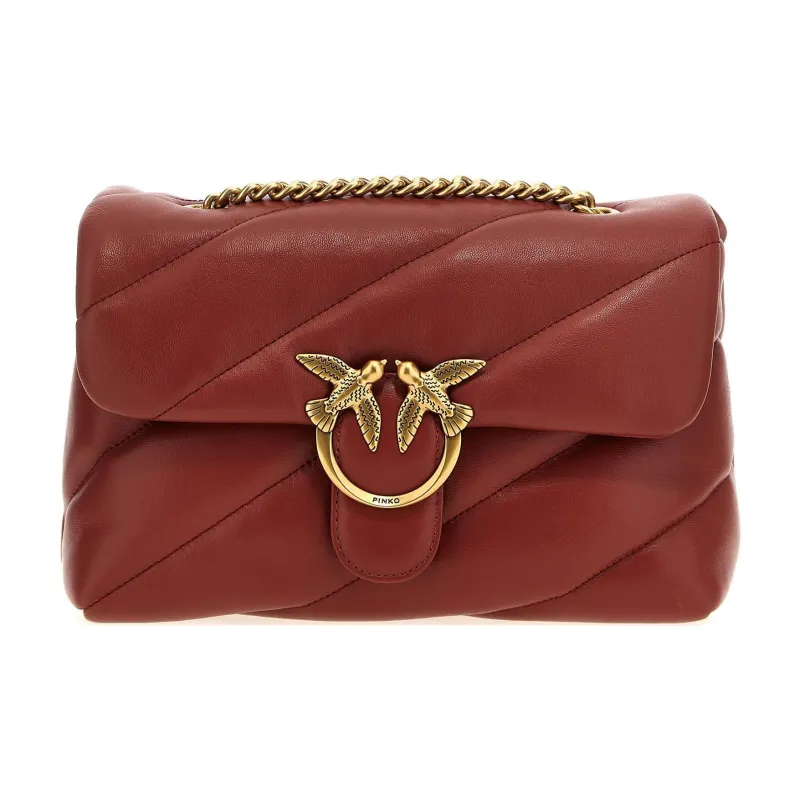 PINKO Love Bag Lambskin Crossbody Bag Shoulder Bag Women's Deep Red-0