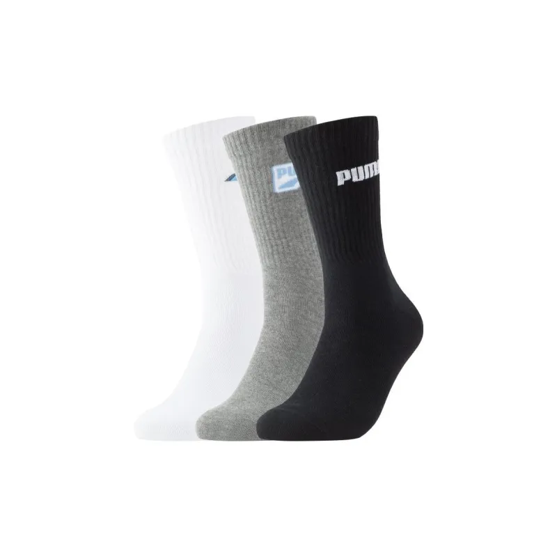 PUMA Mid Calf Socks Unisex 1 Set Of 3 Pack White/Black/Gray-0