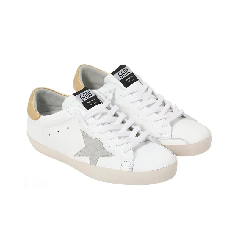 Golden Goose Super Star Stylish Skateboarding Shoes Men's White Gold-2