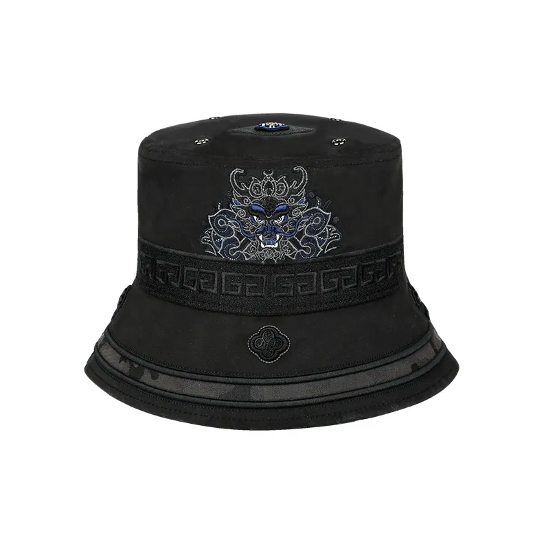 SWOFCARE Cotton Leather Metal Bucket Hats Unisex-0