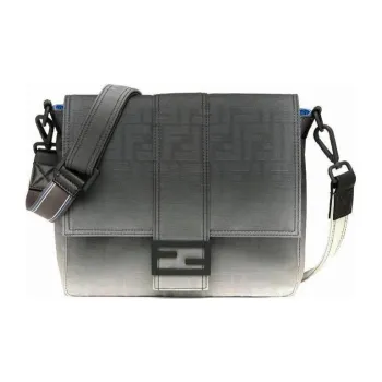 FENDI Baguette Calfskin Messenger Bag Baguette Bag Crossbody Bag Medium Size Men's White/Gray
