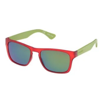 Police Acetate Plastic Rectangular Sunglasses Unisex Red/Green
