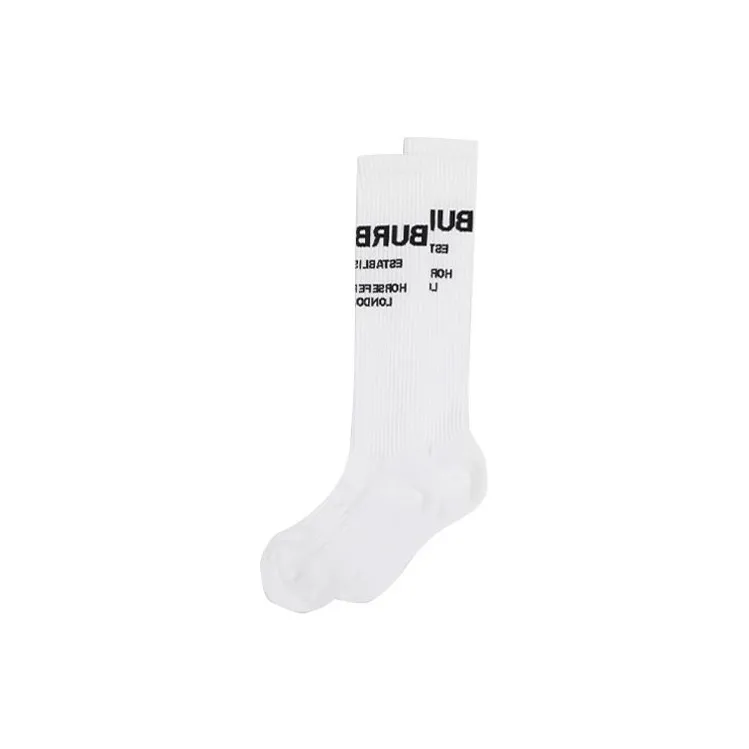 Burberry Knee High Socks Unisex 1 Pack White-0
