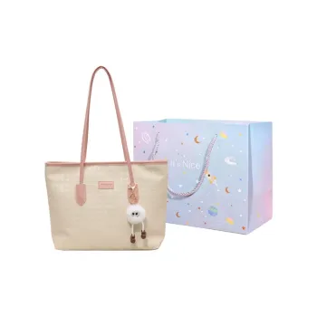 GOX PU Tote Bag, Shopping Bag, Shoulder Bag Women's White & Pink/Black/White & Coffee
