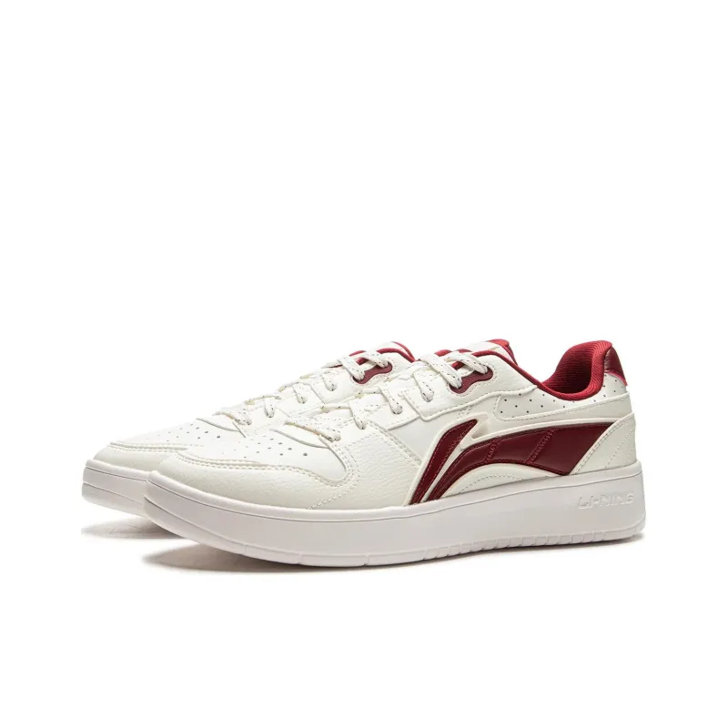 LiNing Acer Truncatum Cushioning, Slip Resistant, And Abrasion Resistant Low Top Skateboard Shoes Men's White Red-2