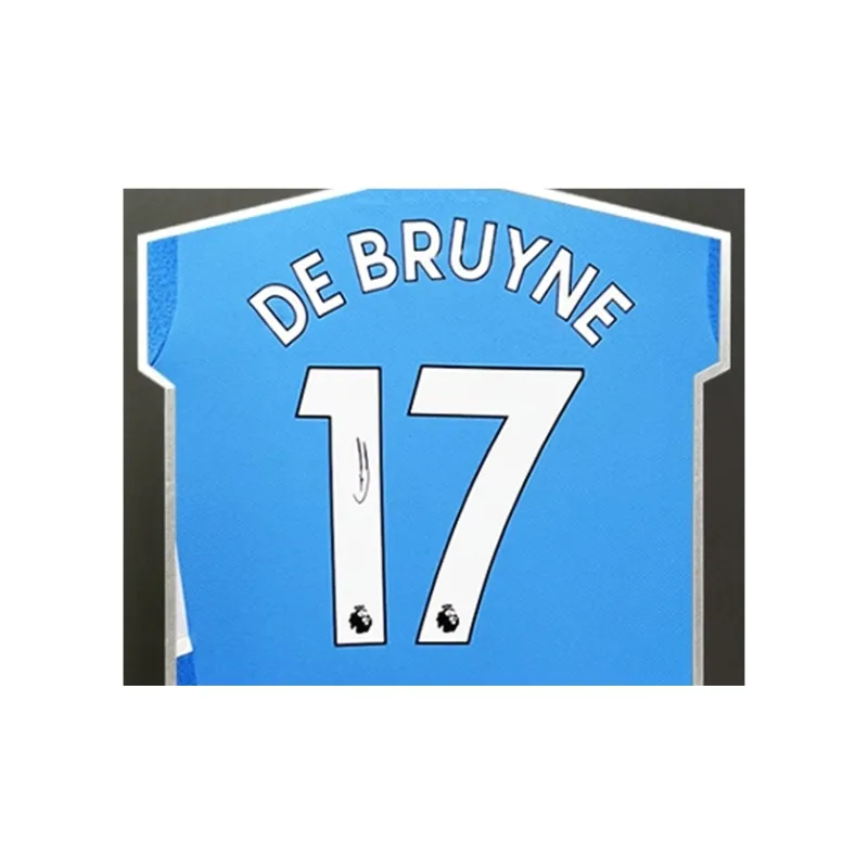 Three For 21-22 Manchester City De Bruyne Signed Soccer Apparel Jersey Includes Certificate And Framing-3