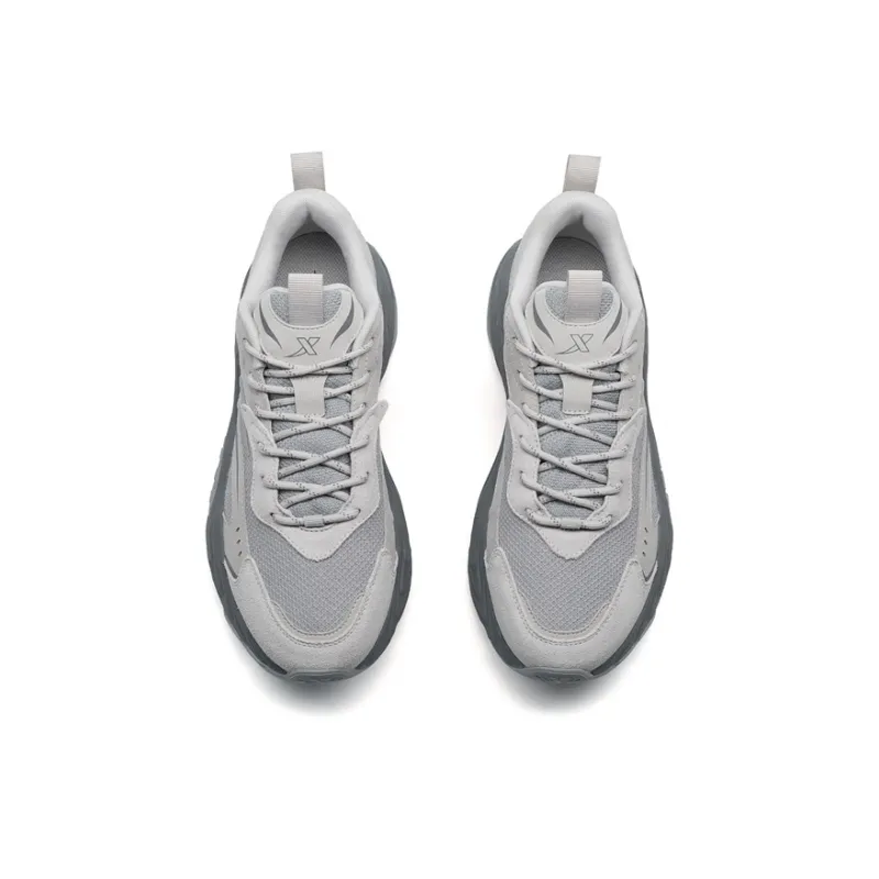 XTEP Migratory Lightweight Height Increasing Low-Top Casual Shoes Men's Dove Gray/Plain Elegant Gray-4