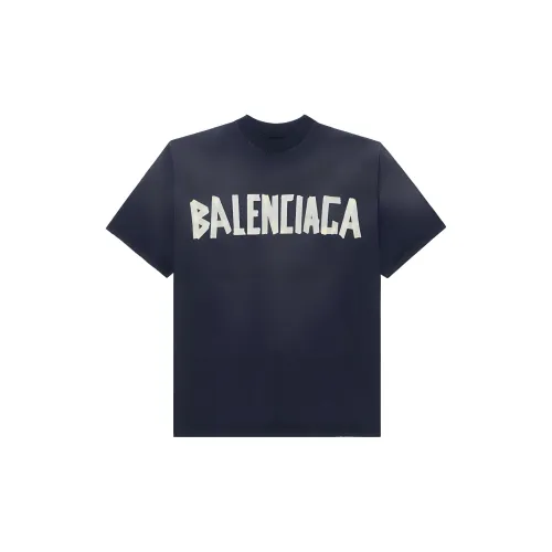 Balenciaga Men Tape Type Medium Fit T-shirt Black Faded