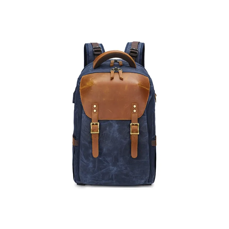 H YXIANG Batik Canvas Backpack Men's Earth Yellow/Khaki/Blue/Gray-8