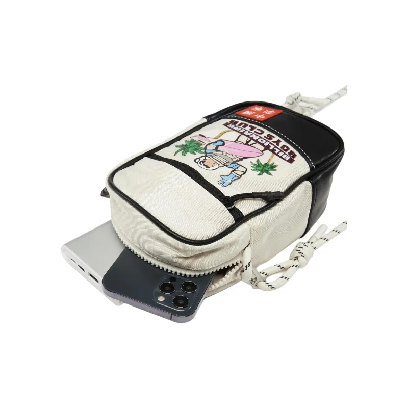 LiNing BILLIONAIRE BOYS CLUB Collaboration Polyester Shoulder Bag, Crossbody Bag Regular Unisex Ecru & Black-4