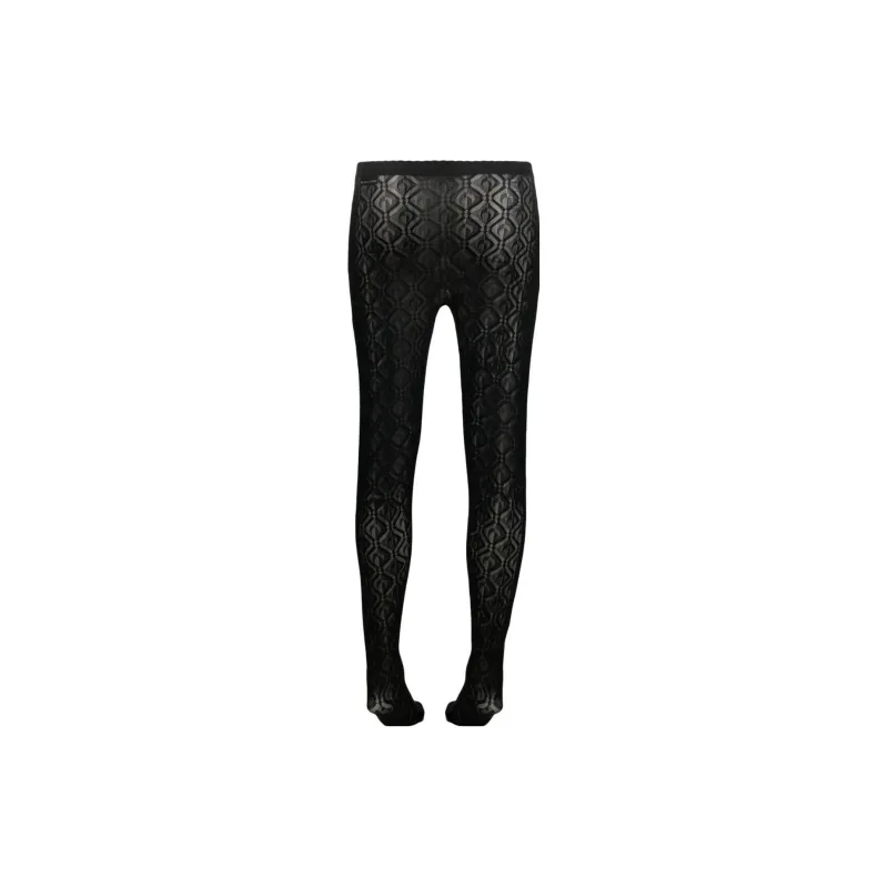Marine Serre Regenerated Moonogram Mesh Flock Tights 'Black'-1
