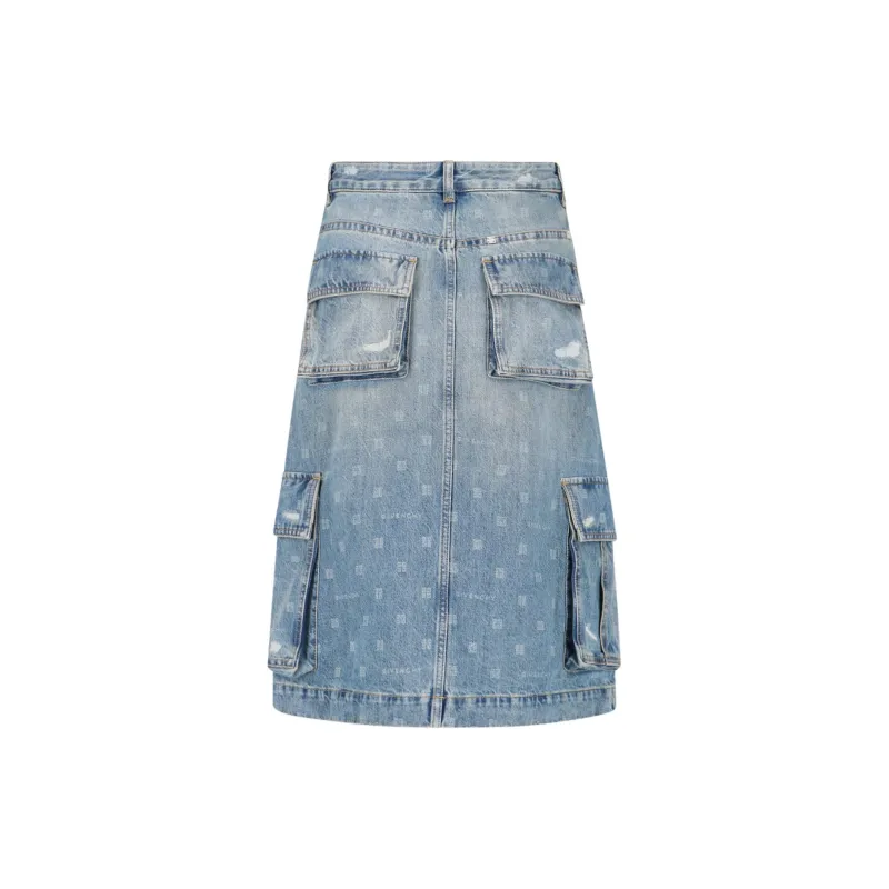 Givenchy 4G Motif Denim Skirt-1