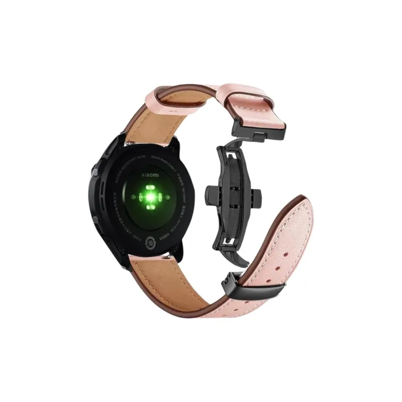 FZRT Xiaomi Compatibility Watch Band Quick Release 22mm Leather Metal Butterfly Buckle Strap Cowhide Leather Material-7