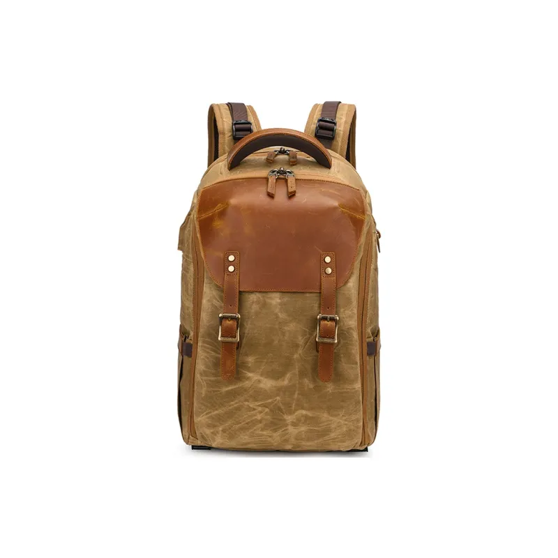 H YXIANG Batik Canvas Backpack Men's Earth Yellow/Khaki/Blue/Gray-0