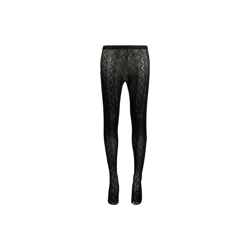 Marine Serre Regenerated Moonogram Mesh Flock Tights 'Black'-0