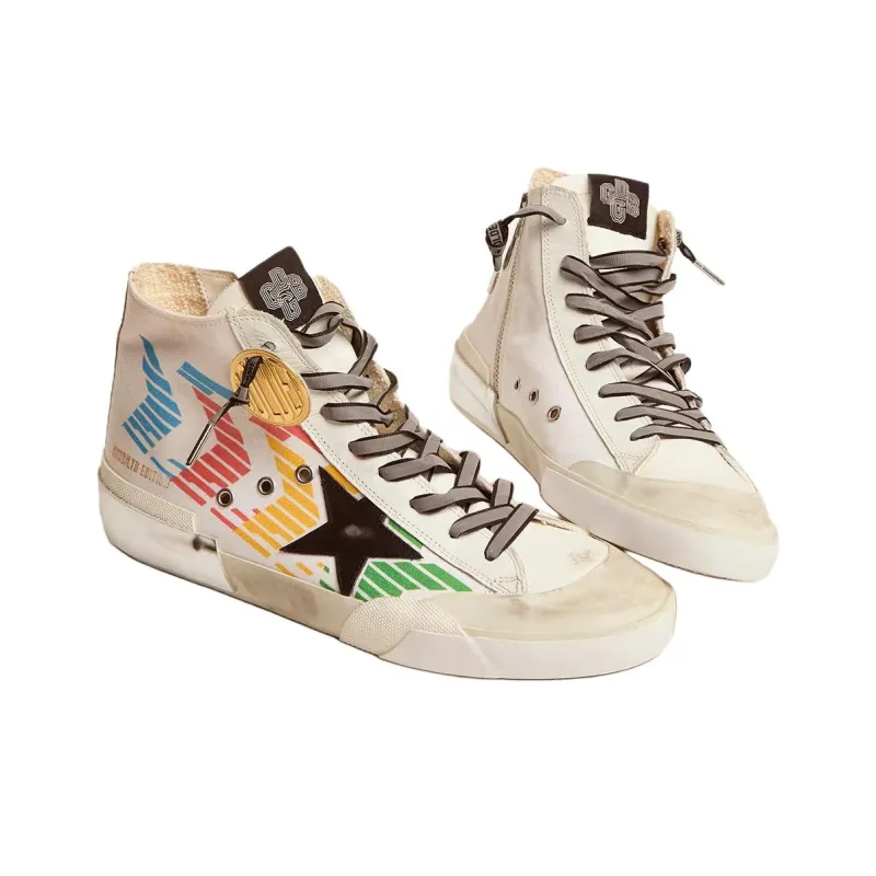 Golden Goose Francy High-Top Stylish Skateboarding Shoes Men's White Old-fashioned-2
