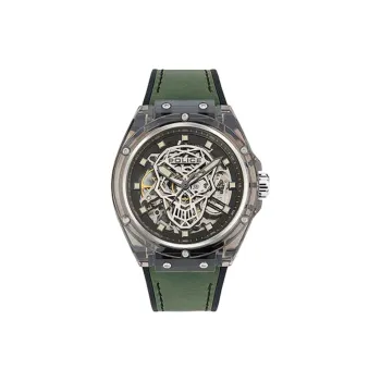 Police Wrist Watch Automatic Mechanical Movement Leather Strap 46mm Silver Dial Men's Watches