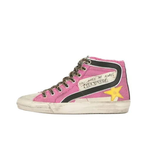 Golden Goose Slide Skateboard Shoes Women's Mid-Top Pink