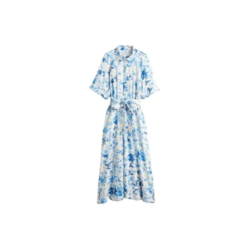 H&M Short-Sleeved Dresses Women's White/Blue Floral