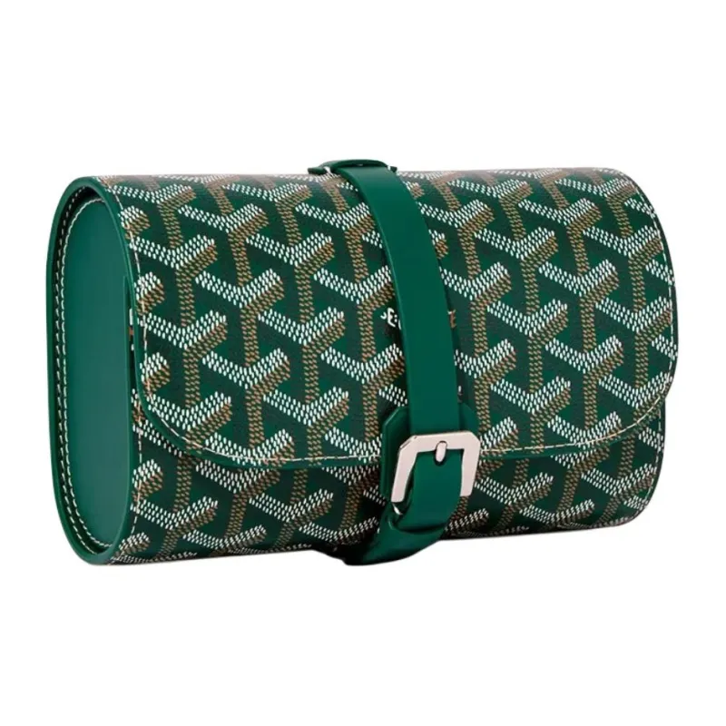 GOYARD Voyage Canvas With Leather Storage Bag Unisex Green-0