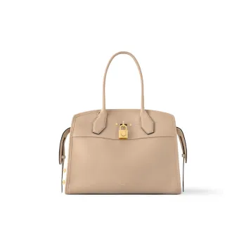 LOUIS VUITTON CITY STEAMER Cuir De Veau Calfskin Handbag Medium Size Women's Gray Brown