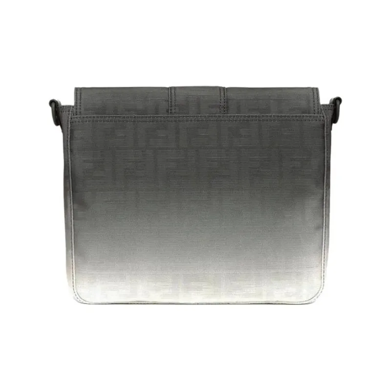 FENDI Baguette Calfskin Messenger Bag Baguette Bag Crossbody Bag Medium Size Men's White/Gray-4