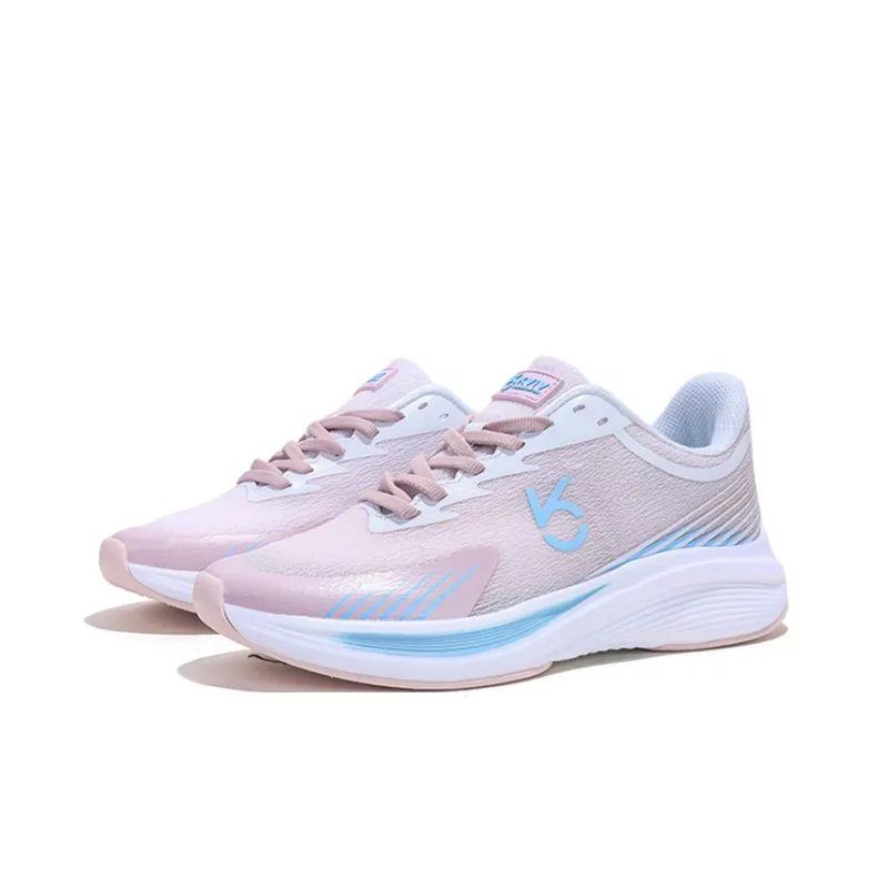KVIV Anti Slip Wear Resistant Low Top Sprint Running Shoes Unisex Pink-2