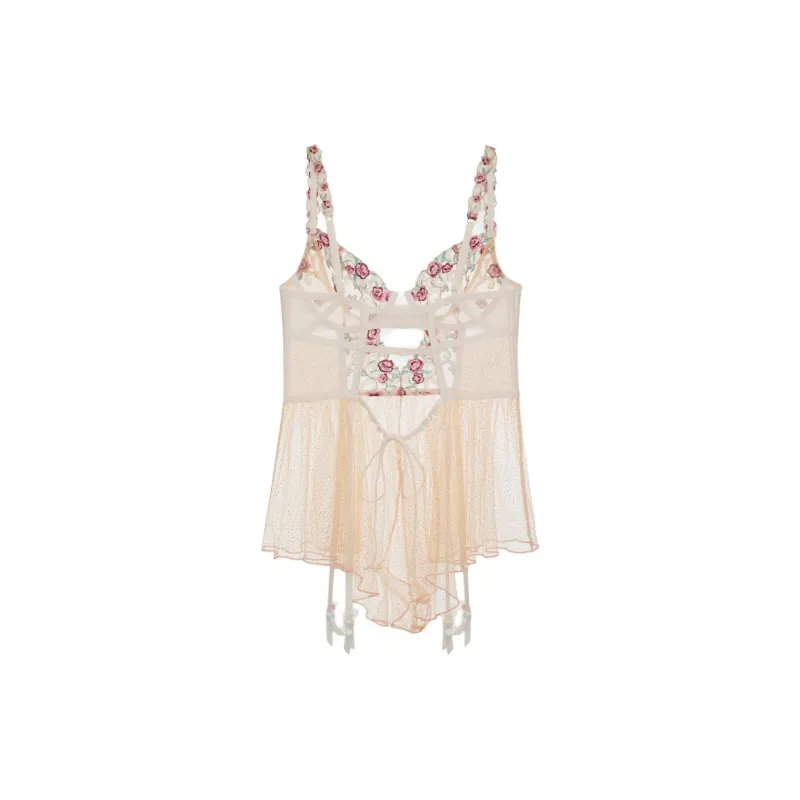 Victoria's Secret Siena Babydoll Romper Bodysuits Women's White-1