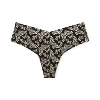 Victoria's Secret No-Show No-Show Thong Panty / Black Butterfly Shine Underpants Women's 1 Pack Black Gold