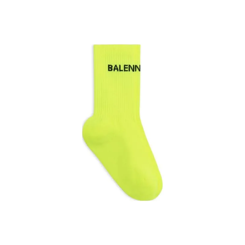 Balenciaga Logo Socks Neon Yellow/Black-1