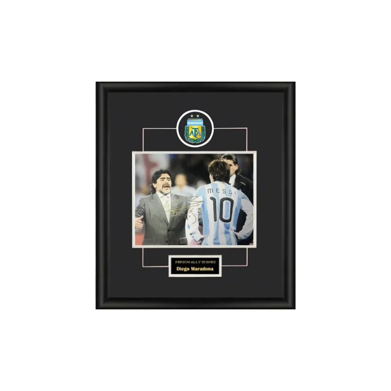 Three For Maradona Signed In Person Framed Photo Included SA Certificate Argentina Legend Soccer Star-1