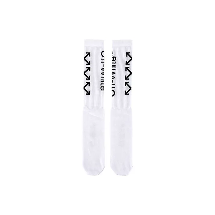 OFF-WHITE Cotton Arrow Printing Unisex Long socks White-1