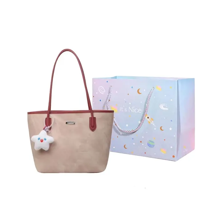 GOX PU Shoulder Bag Regular Women's Light Gray/Pink/Dark Tea/Blue-5