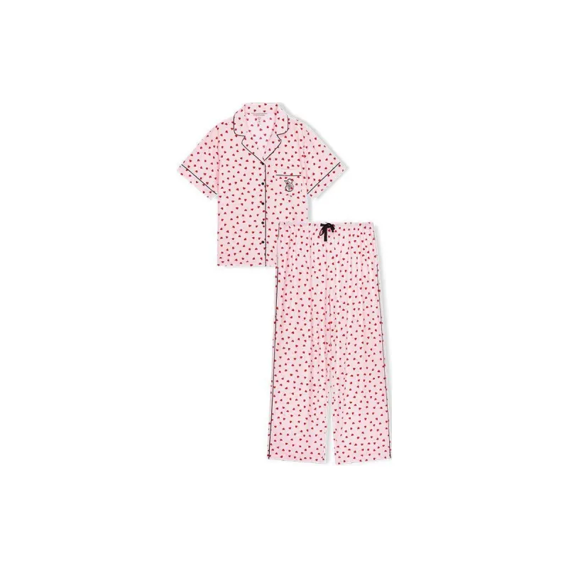 Victoria's Secret Pajama Set Women's Pink Heart Print-1