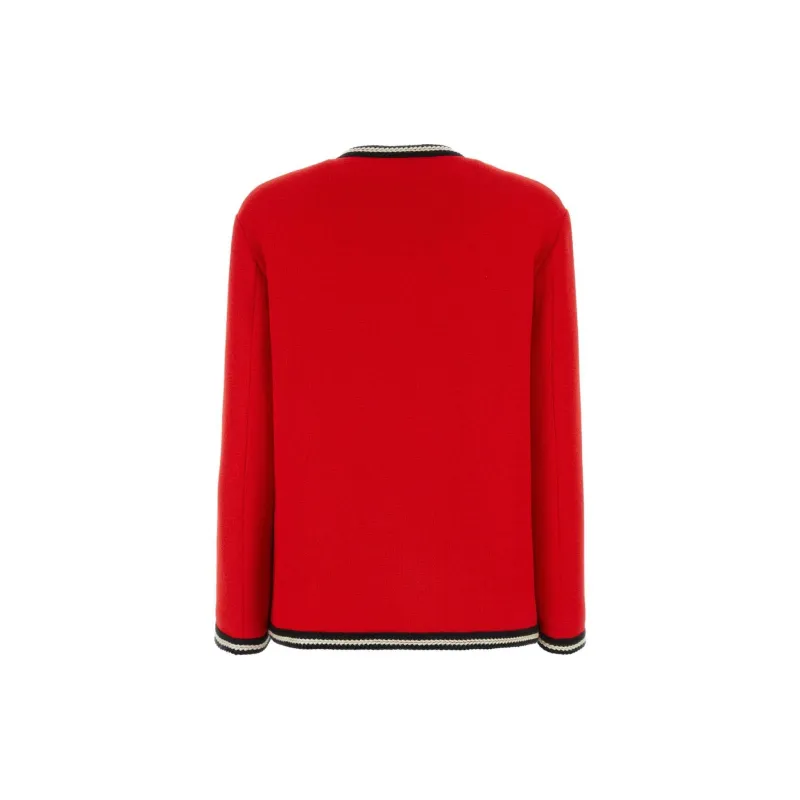 GUCCI Logo Embroidered Tweed Button Up Jacket-1