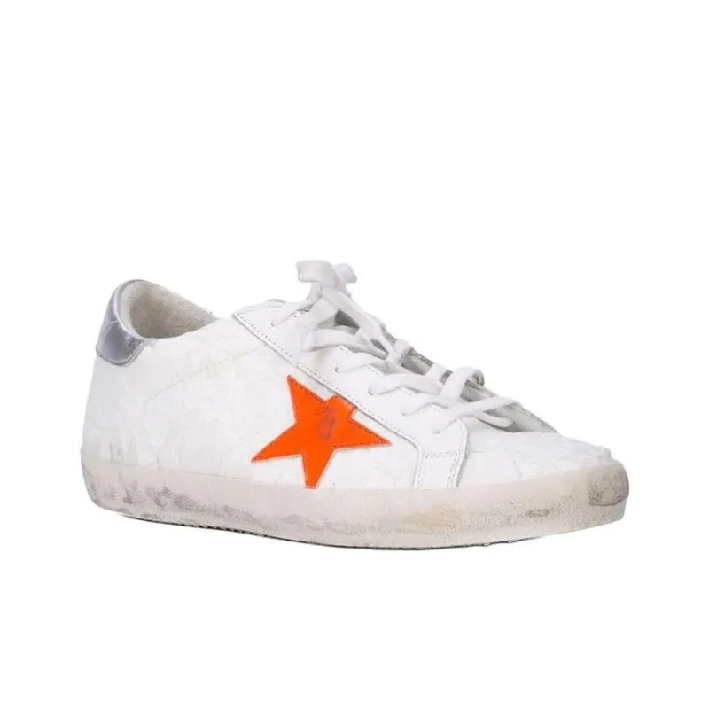 Golden Goose Super Star Skateboard Shoes Women's Low Top White Orange-2