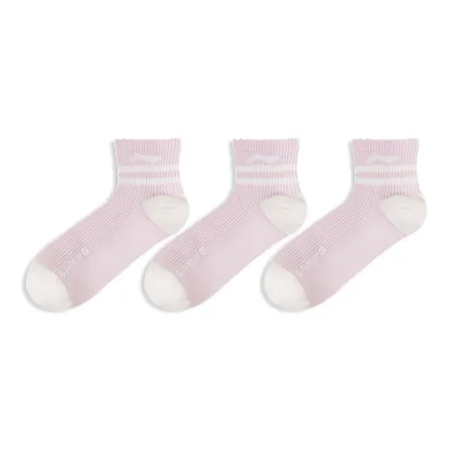 LiNing Ankle Socks Unisex 3 Pack Pink