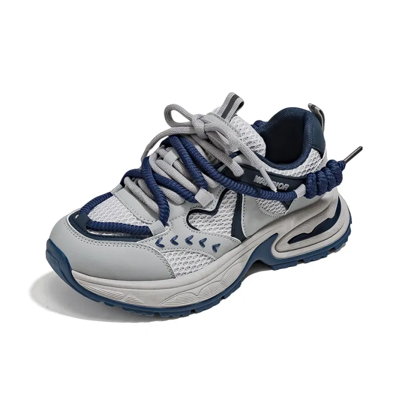 Warrior Slip Resistant, Abrasion Resistant, Breathable Low Top Chunky Sneakers Women's Gray Blue-1