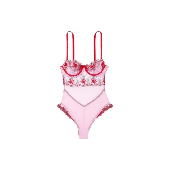 Victoria's Secret Bodysuits Women's Light Purple Red Print