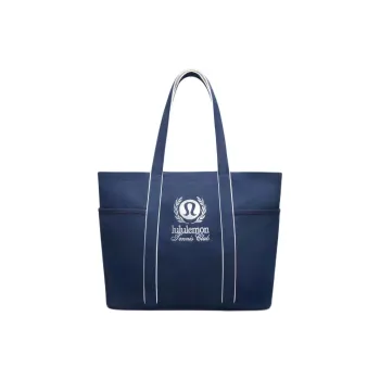 Lululemon Cotton Blend Canvas Tote Bag Shopping Bag Handbag Shoulder Bag Unisex Marine Blue