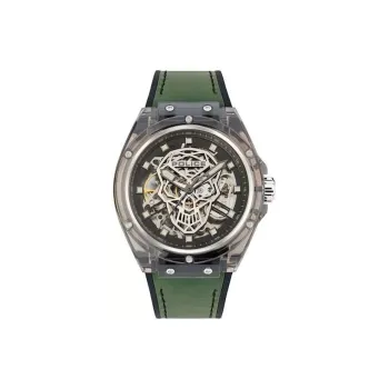 Police Wrist Watch Automatic Mechanical Movement Silicone Strap 44mm Cut-Out Dial Men's Watches