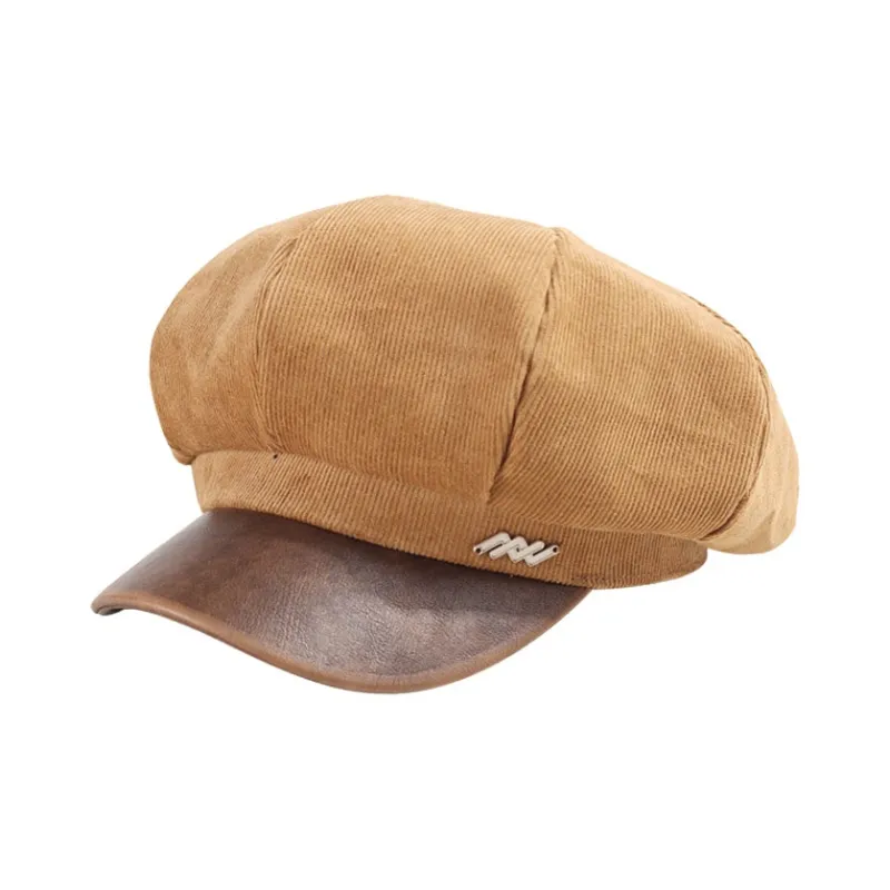 Yamaichi Maru Corduroy+Pu Berets Unisex-2