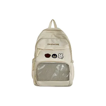 NX DOUGHNUT Nylon Fabric Backpack Unisex White/Black/Yellow/Blue/Pink