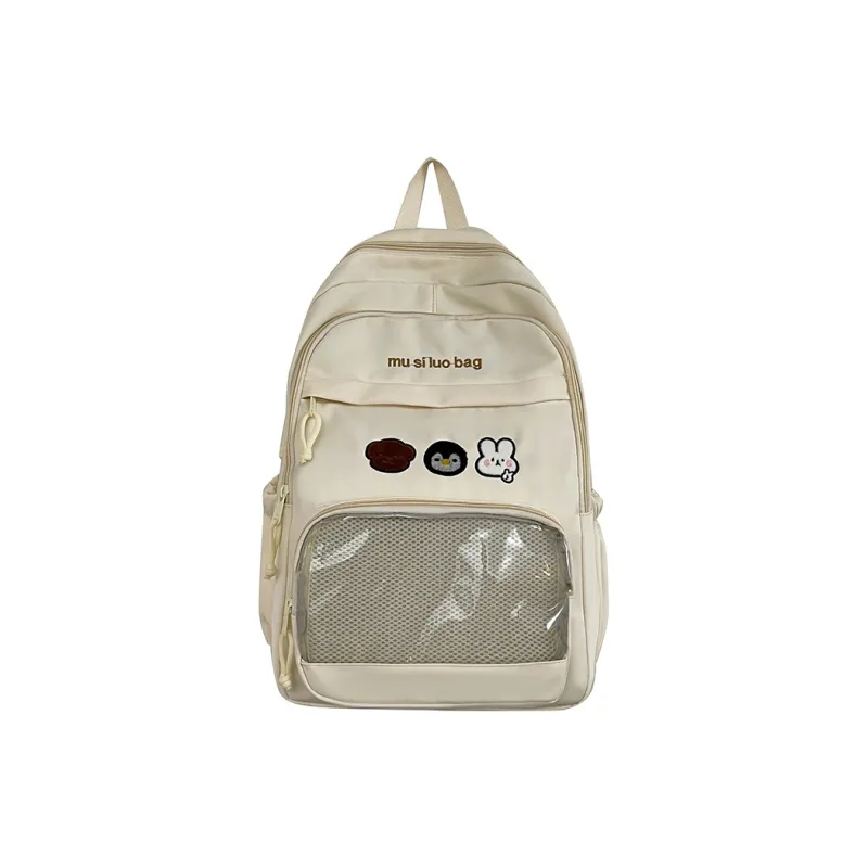 NX DOUGHNUT Nylon Fabric Backpack Unisex White/Black/Yellow/Blue/Pink-0