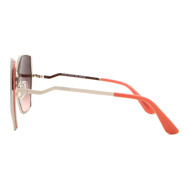 GUESS Metal Irregular Shape Sunglasses Women's Gold-1