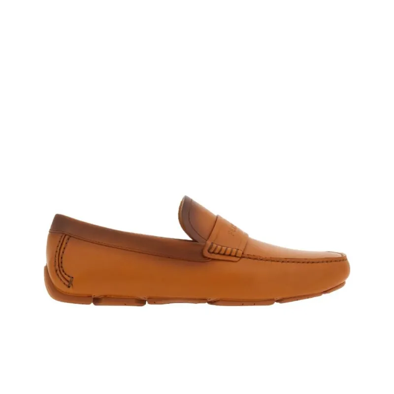 FERRAGAMO Engraved-logo Leather Saddle Moccasins-1
