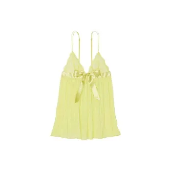 Victoria's Secret VERY SEXY Pleated Babydoll Set Underwear Women's Corn Yellow